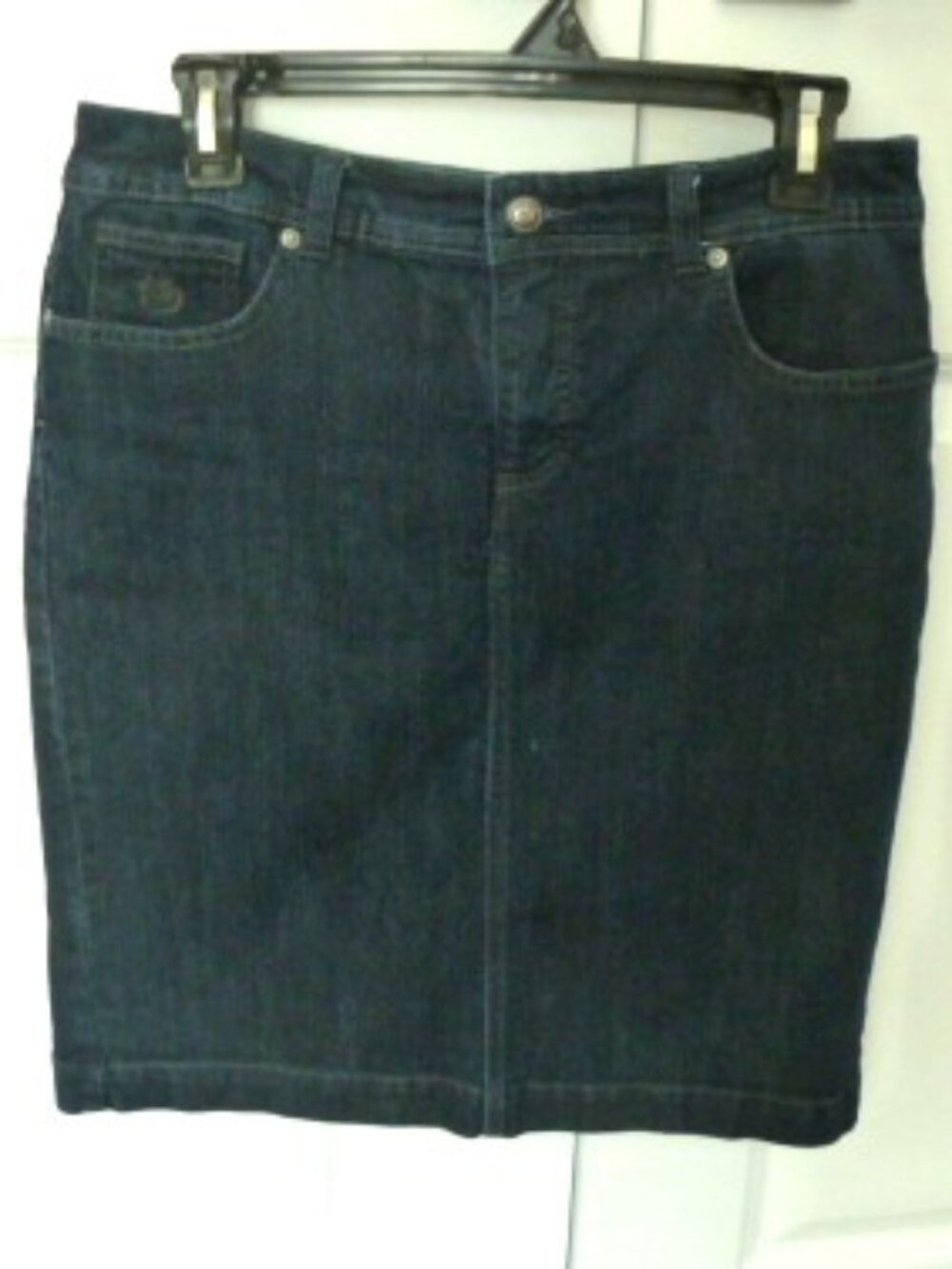 Gloria Vanderbilt Zipper Front Denim Blue Skirt size 8